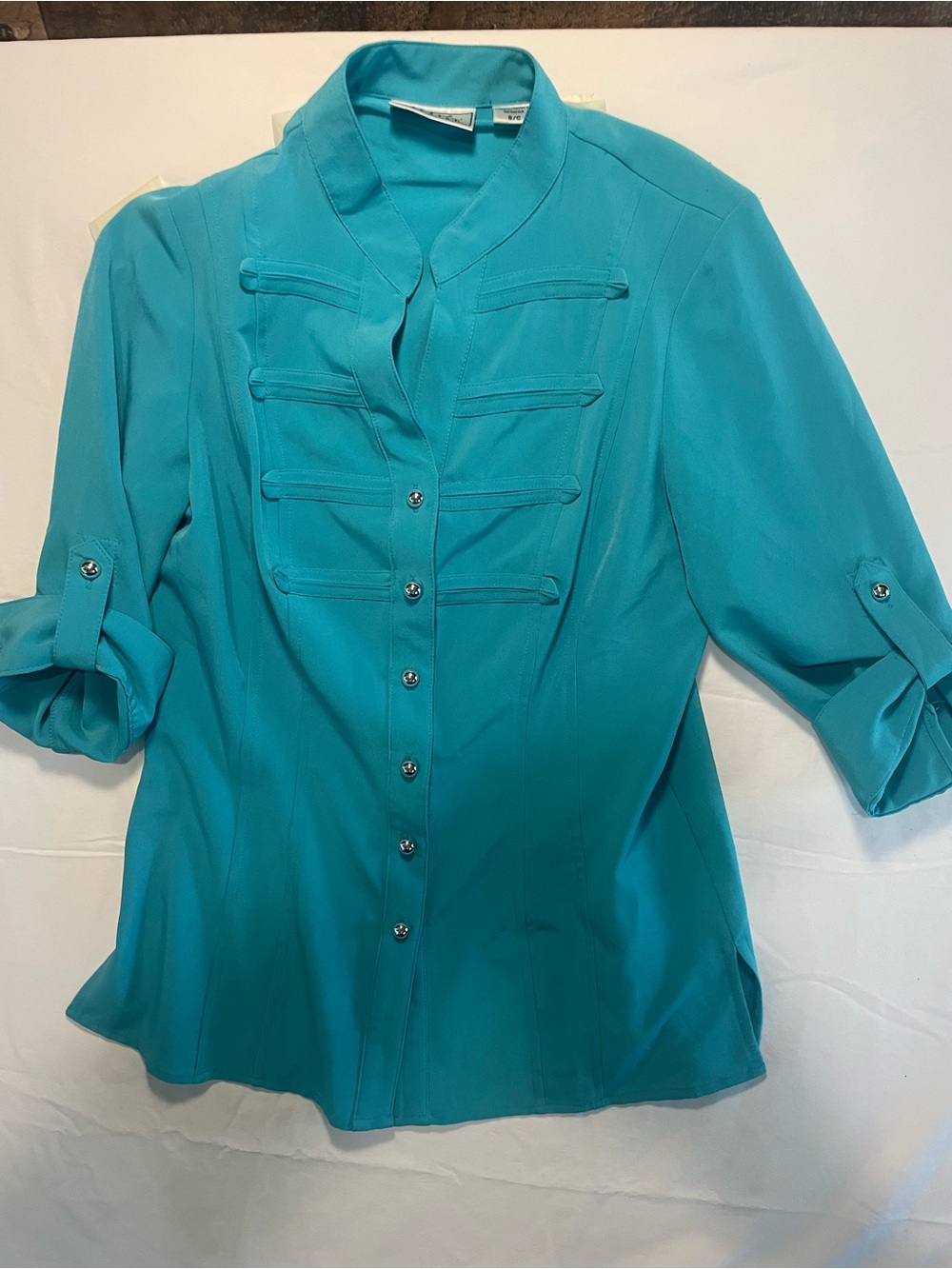 Kathy Che Turquoise Button-Front Women's Blouse small
